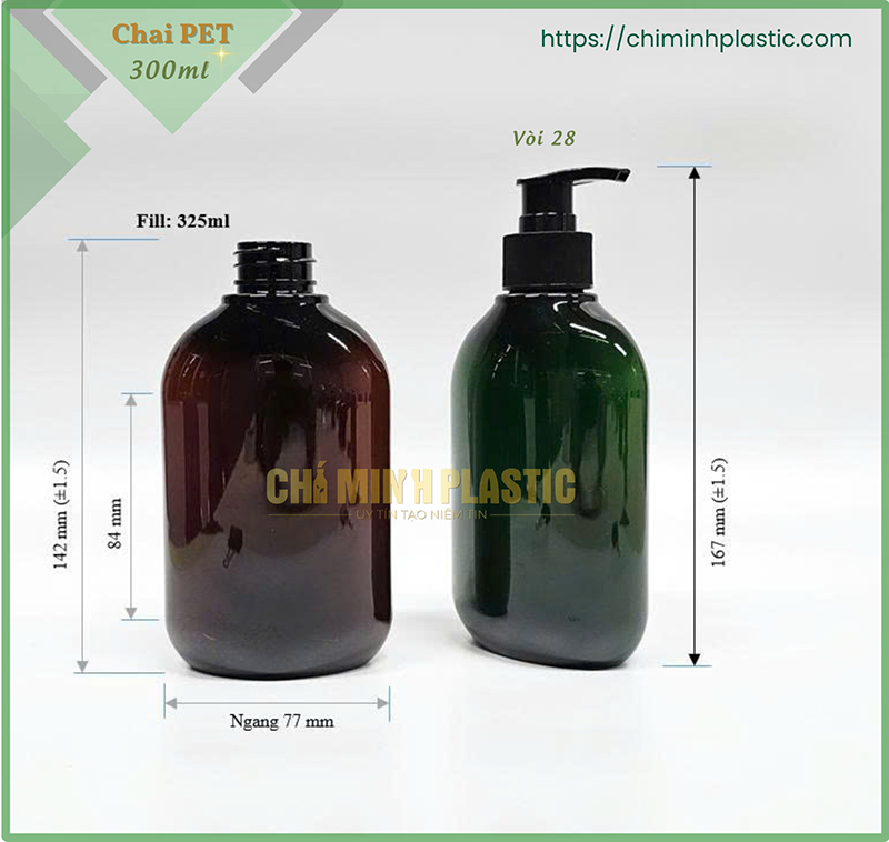 Vỏ chai PET 300ml - Chai PET Nhựa Chí Minh - Công Ty CP Nhựa Chí Minh